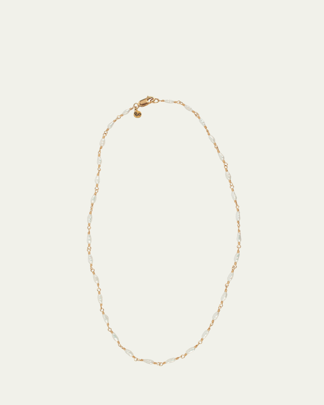 Crispy Rice Necklace with Pearls, 17"L